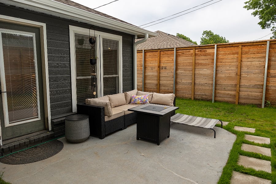 Backyard space with locked 10ft privacy fence.