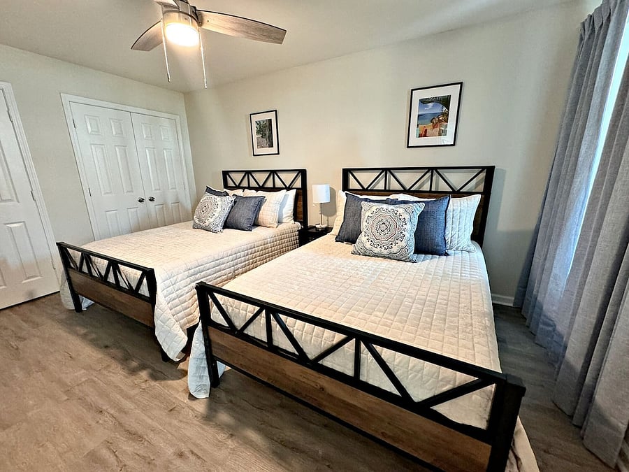 2nd primary bedroom with Full size beds with memory foam bedding with attached full bath.