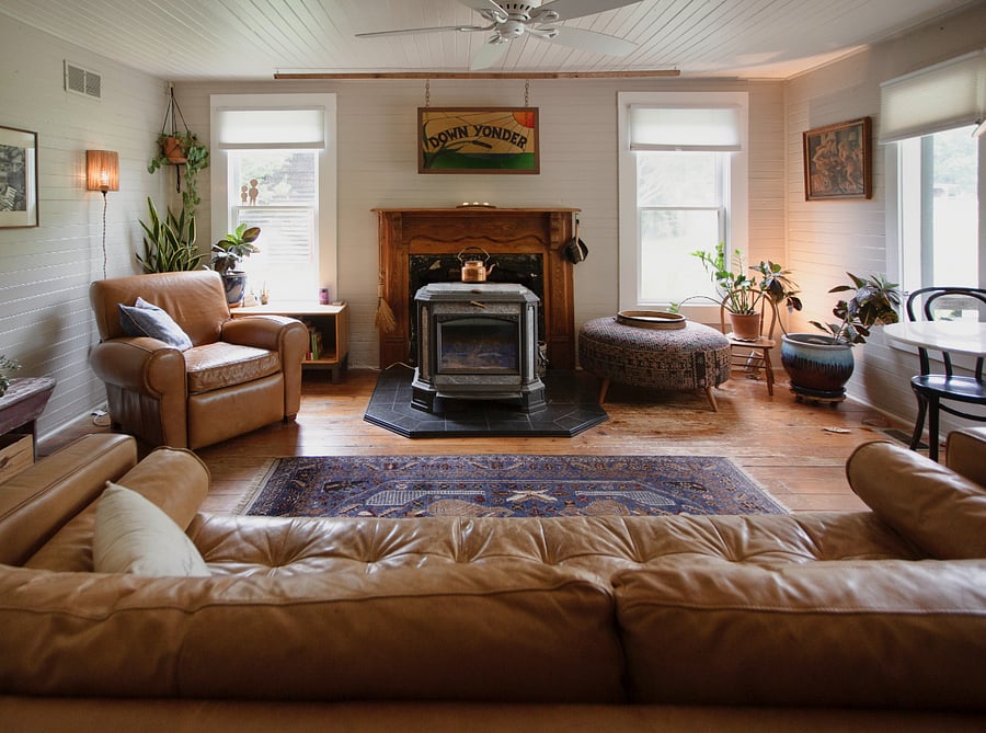 The original living room with wood burning stove