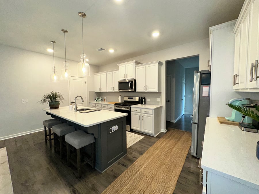 Kitchen Island with 3 additional stools for seating