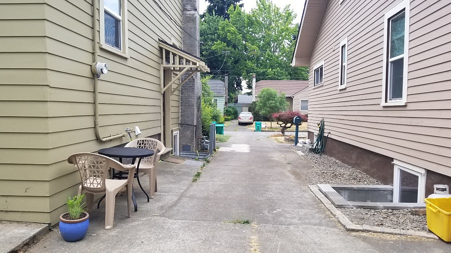 Separate private side entrance and outdoor sitting area