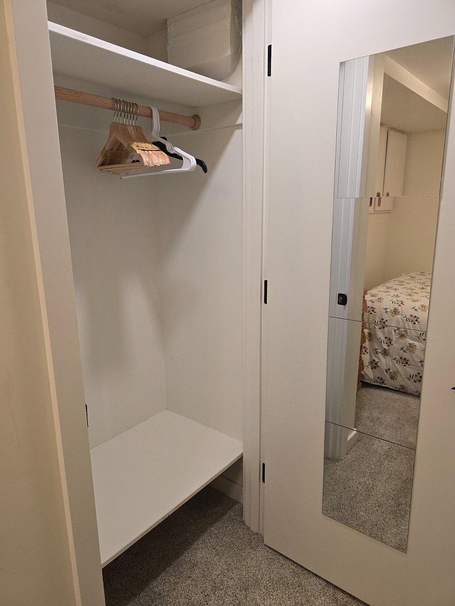 Lots of storage, including a full closet, built-in cabinets and dressers
