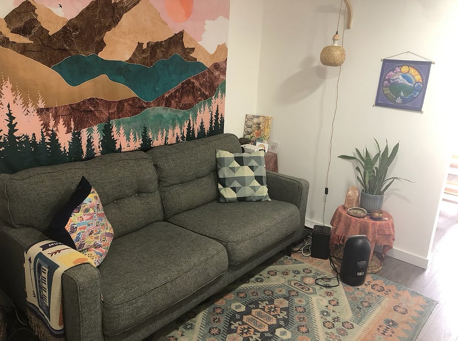 cozy living area with TV (not shown)