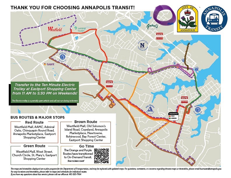 Purple circle is location. This is a walking bus route map