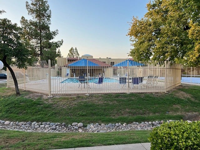 Community pool from front window view