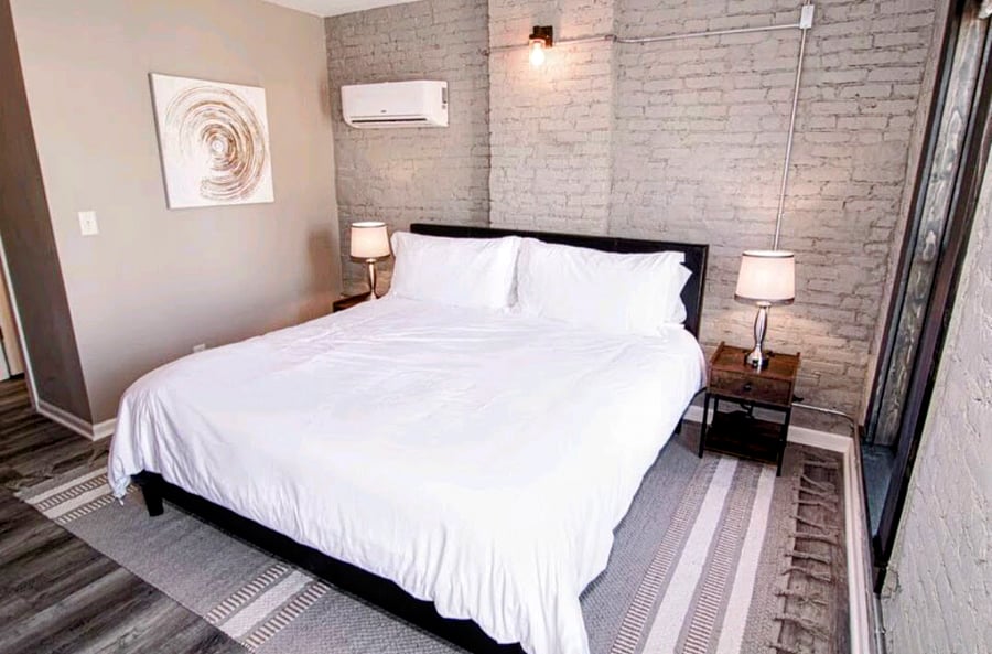 Front bedroom with king size bed.