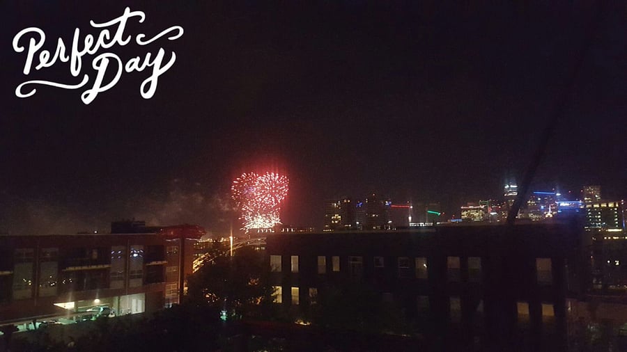 View of fireworks from balcony of unit