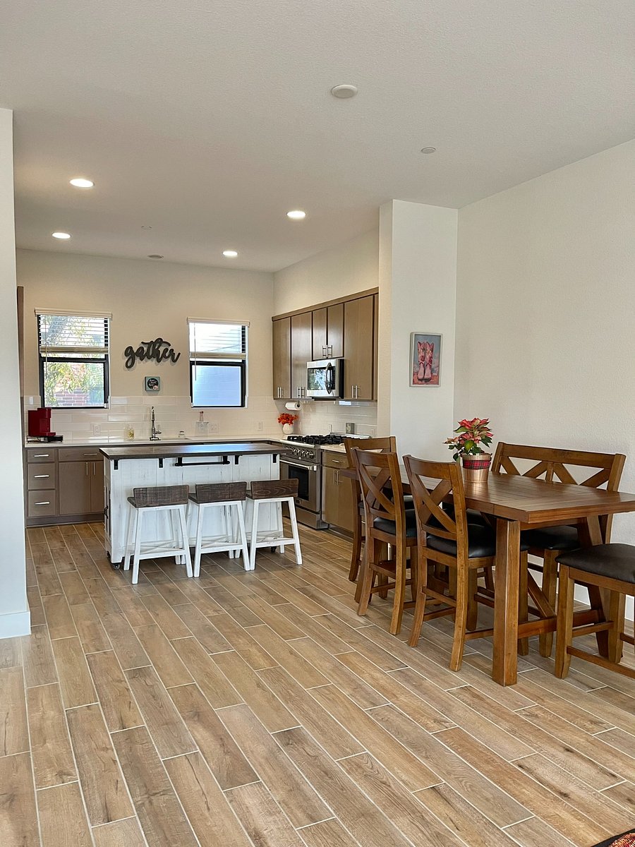 Plenty of space to gather around the kitchen island or large table.