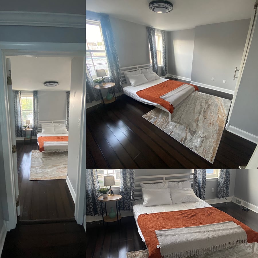 Queen size bed with room for desk upon request