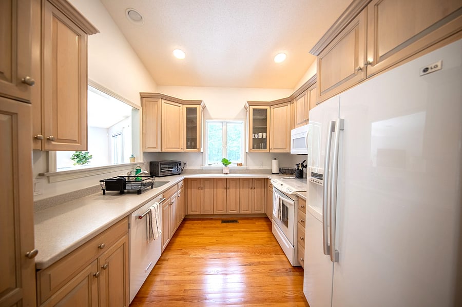 Modern Kitchen with k-cup, toaster oven, microwave, dishwasher, etc. 