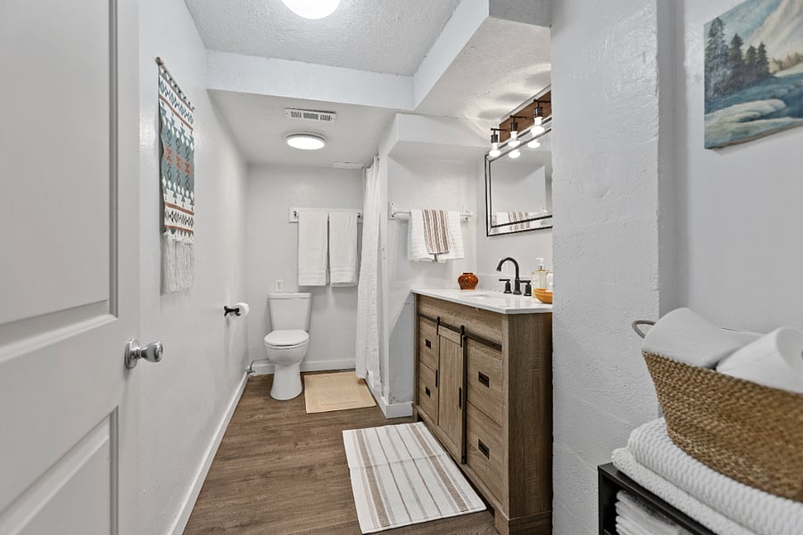 Bathroom with shower.