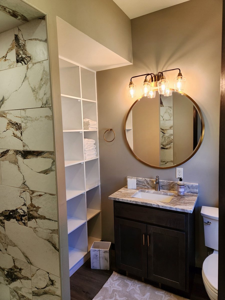 Room with attached bathroom.
