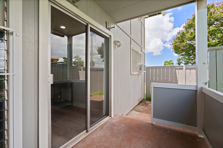 Private semi covered lanai with additional storage
