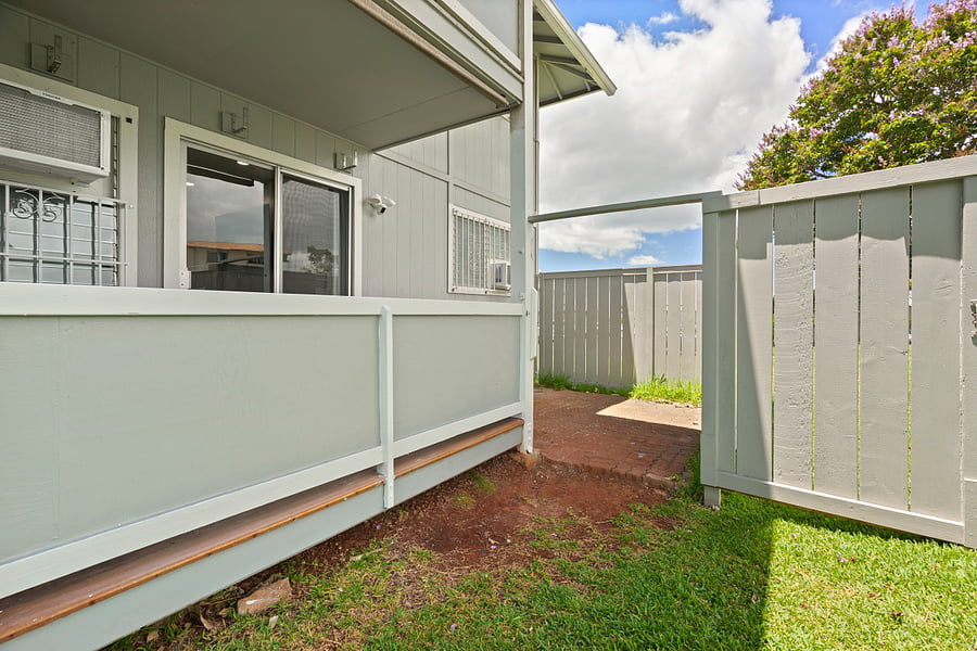 Private lanai with locked gate