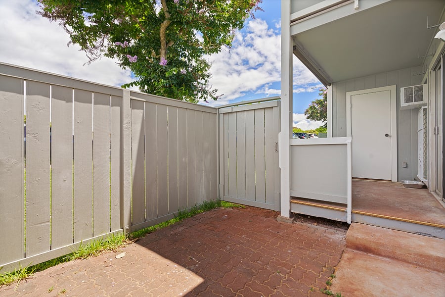 Private lanai with locked gate