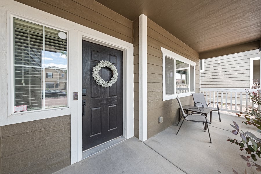 Welcome Wreath + Seating in the Porch
