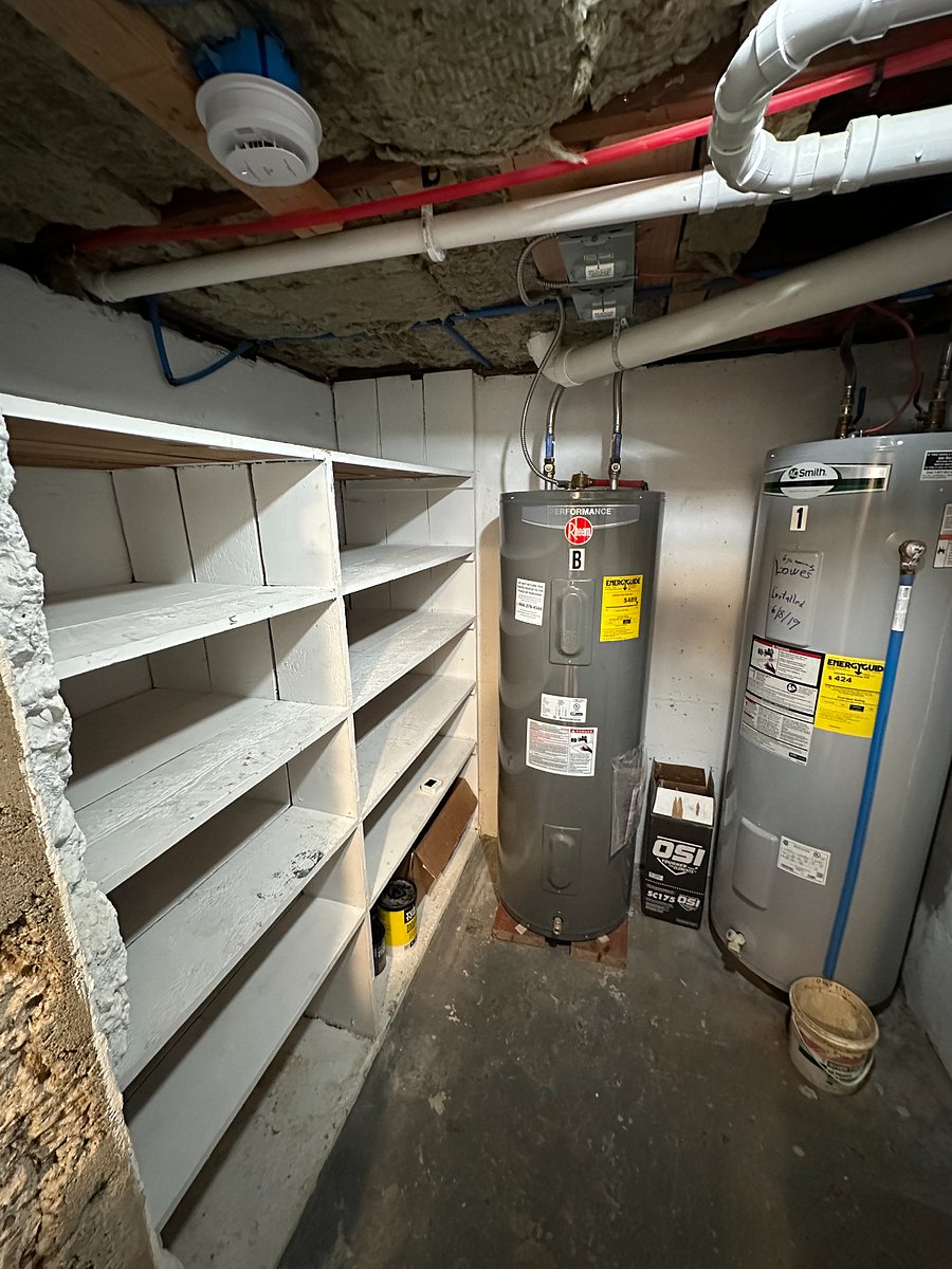 Storage shelves in utility room