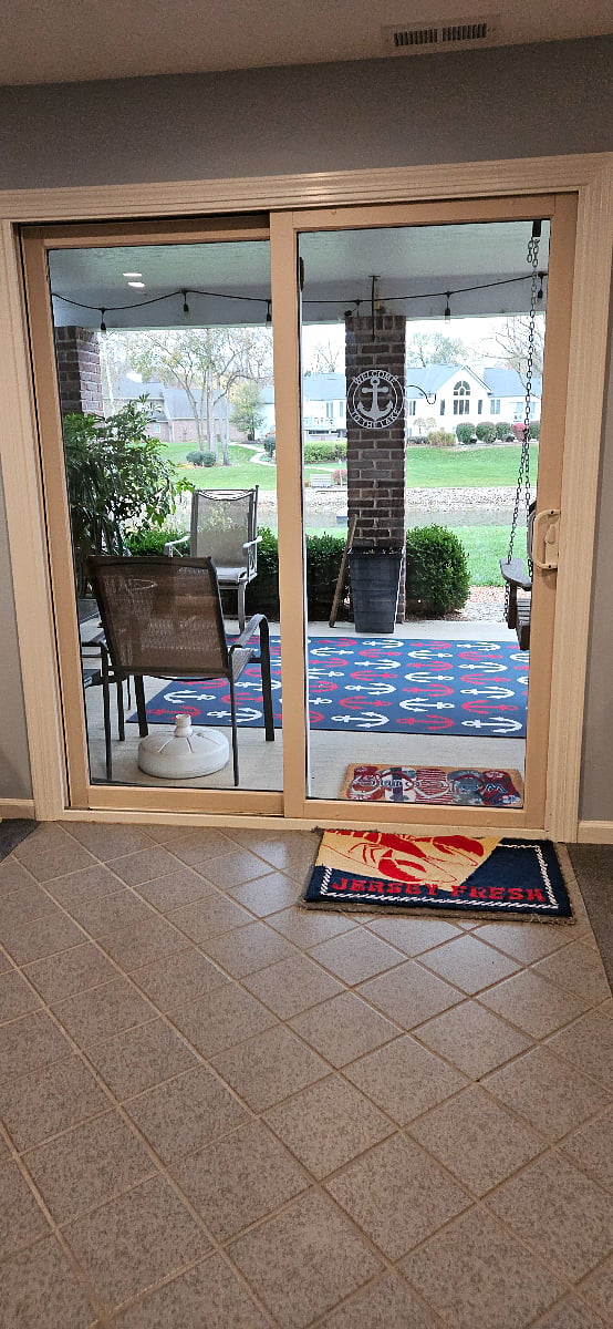 view through the sliding glass doors