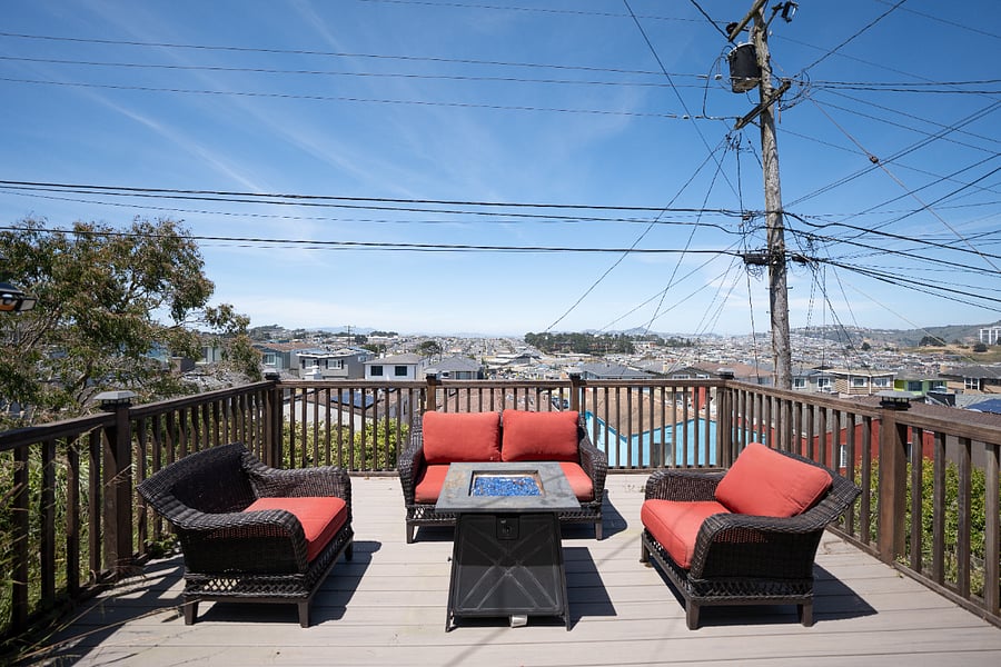Private outdoor patio with seating, perfect for morning coffee or unwinding after a long day