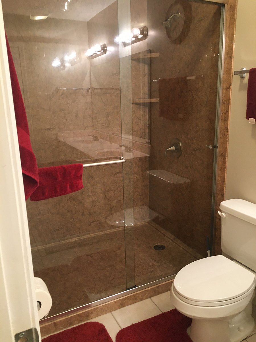 Primary bathroom with huge walk-in shower