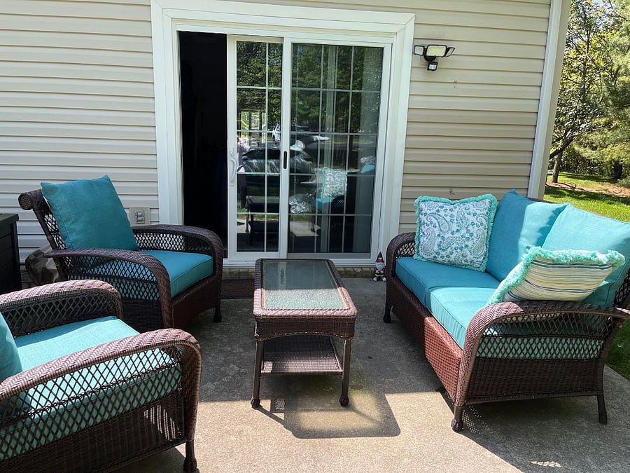 Sunny patio outside living room