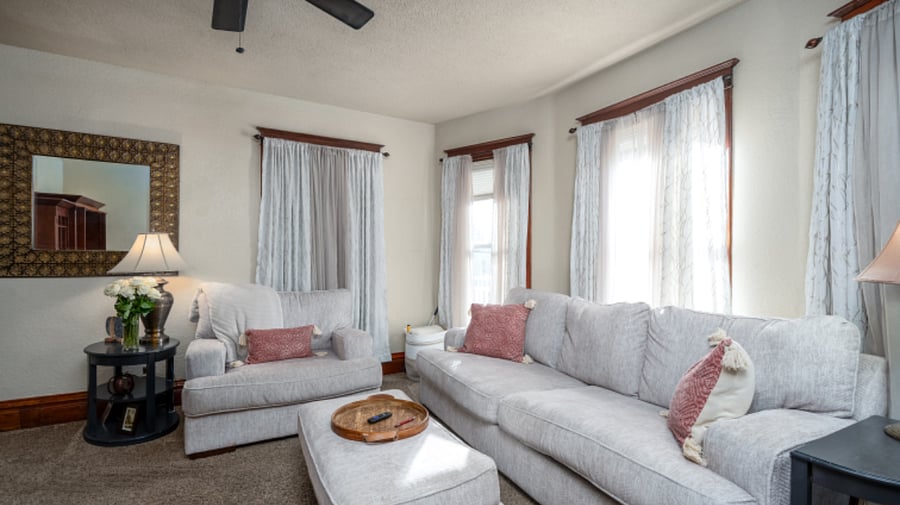 Lower level of home that is not a shared area. Showing the general idea of the home
