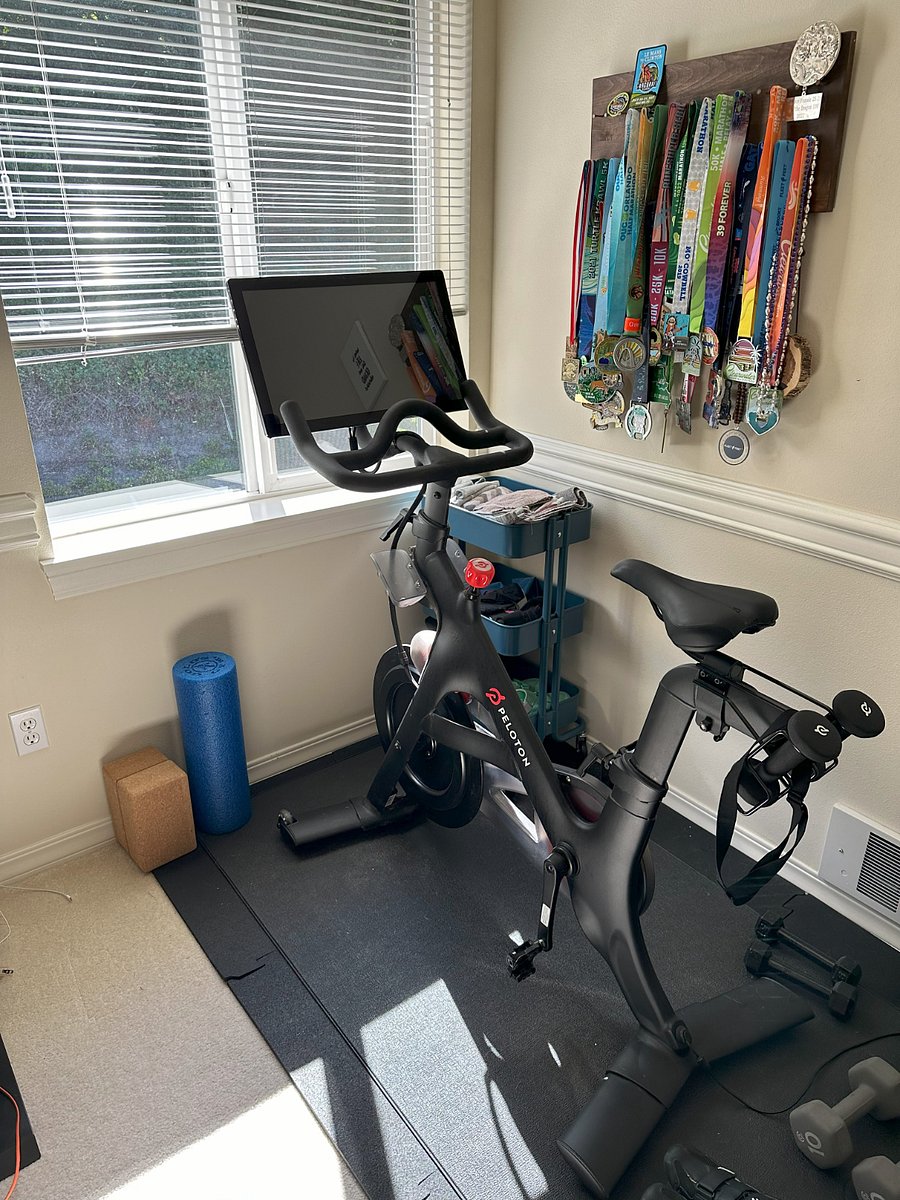 Small gym, peloton bike