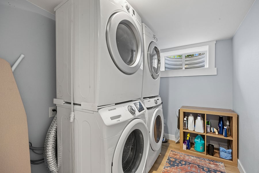 Dedicated washer and dryer - no sharing.