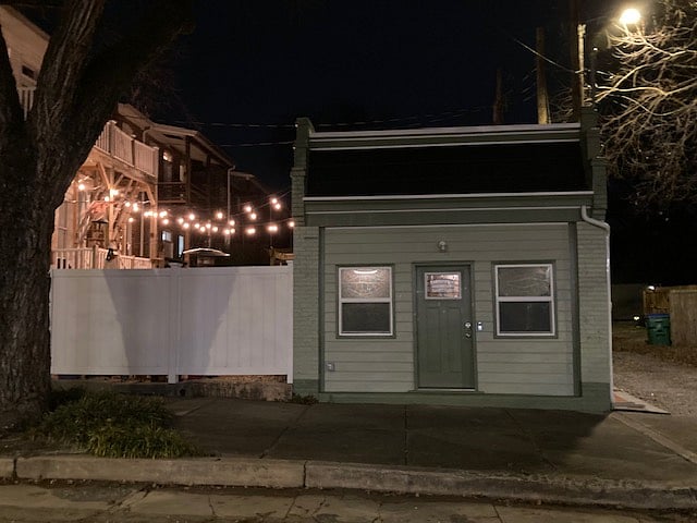 Nightime view of Studio street parking spaces.