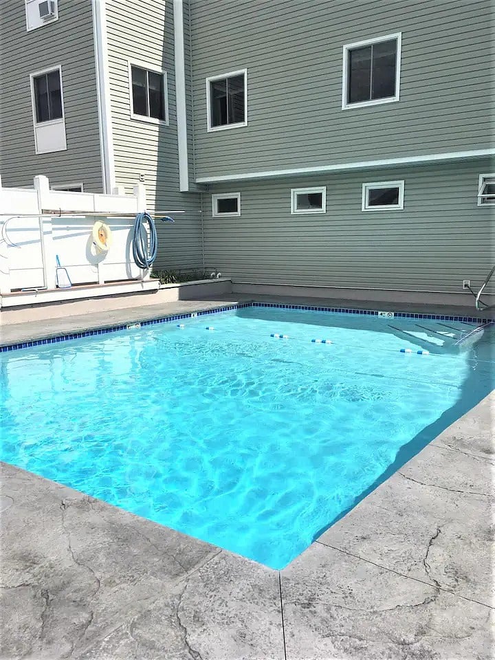 Private pool area for building tenants, open May-Sept weather permitting. 