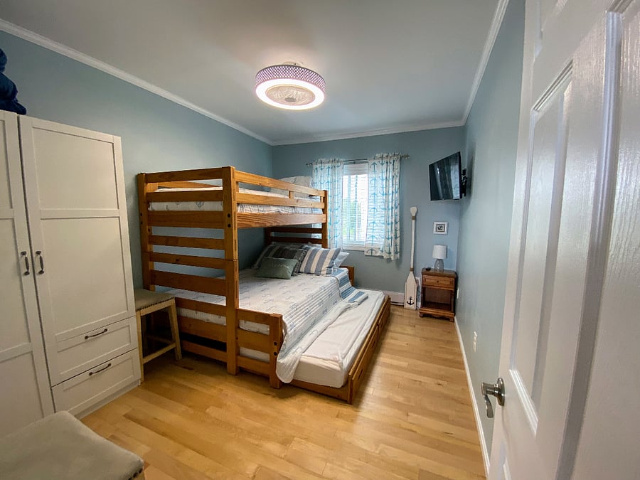 2nd room offers double bed, bunk and a pull out trundle