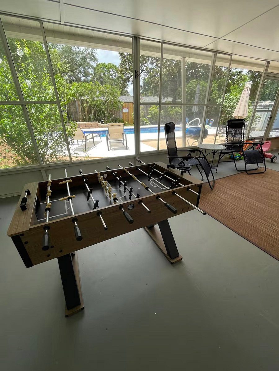 Foosball table. There's also cornhole and ring toss.