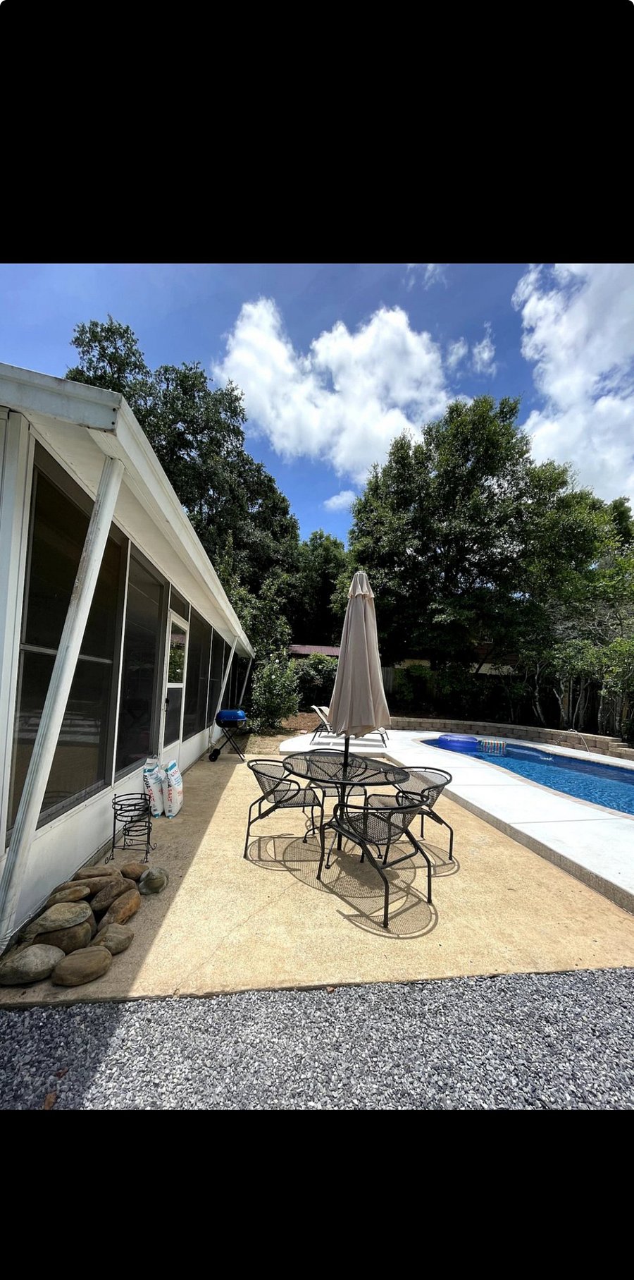 Grill and table outside