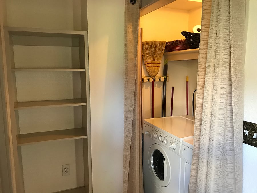 Laundry Closet. Built in bookcase off foyer
