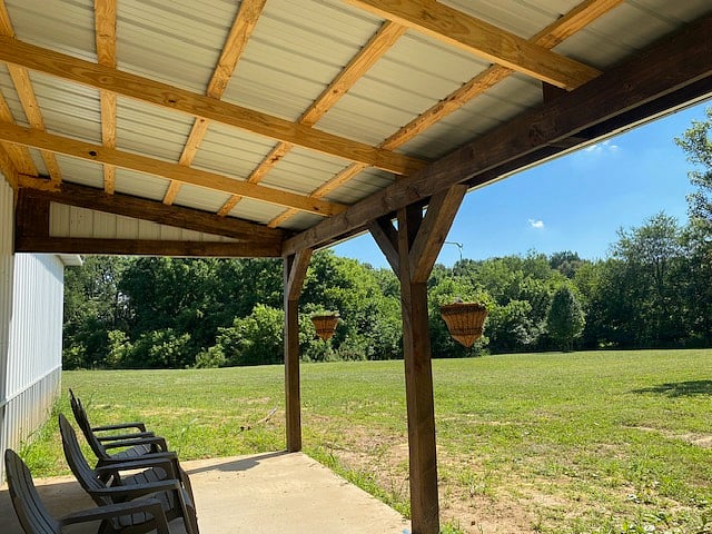 Rain or shine the covered carport is a relaxing place to enjoy the rabbits, turkey & deer.