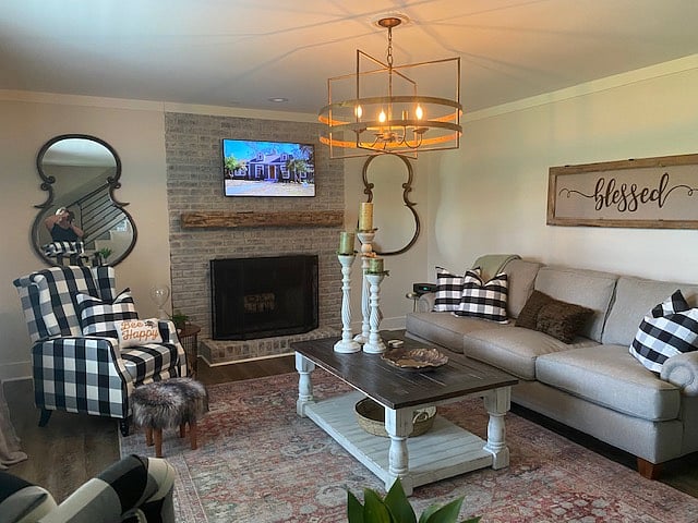 Living room features a Smart T.V. 