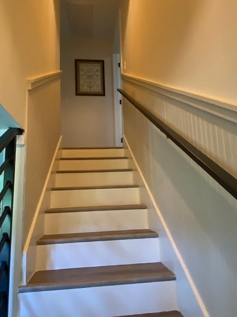 Board and Batten flank the side walls as you approach the upstairs area.