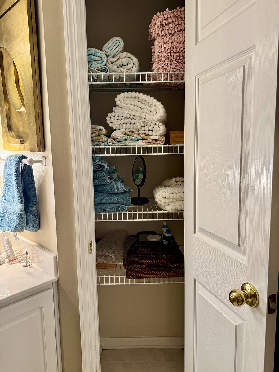 Lots of storage in the linen closet.