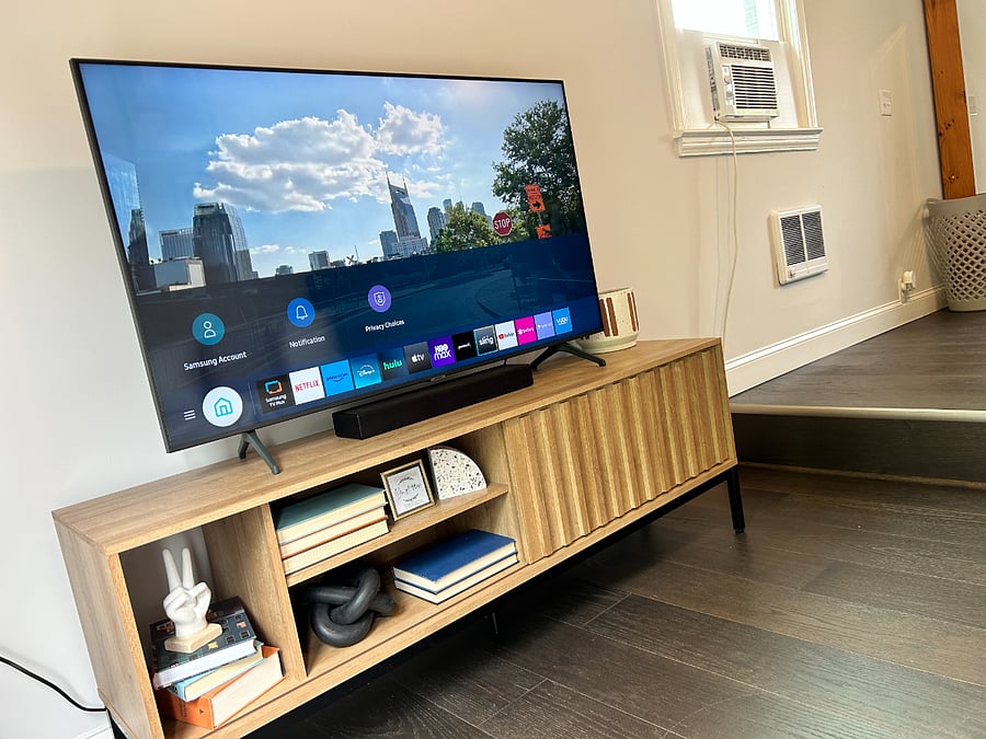 Smart TV and stand with storage