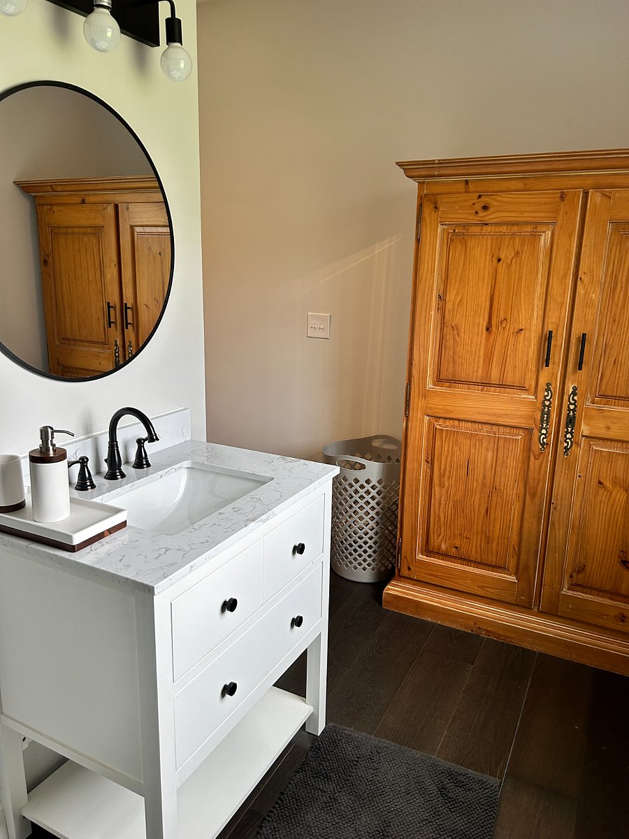 Bathroom vanity with large storage drawers