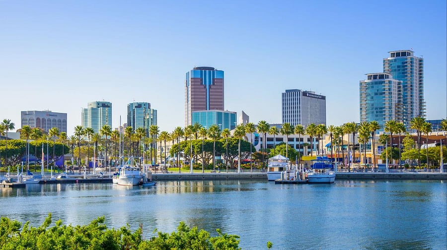 View of downtown Long Beach across the water