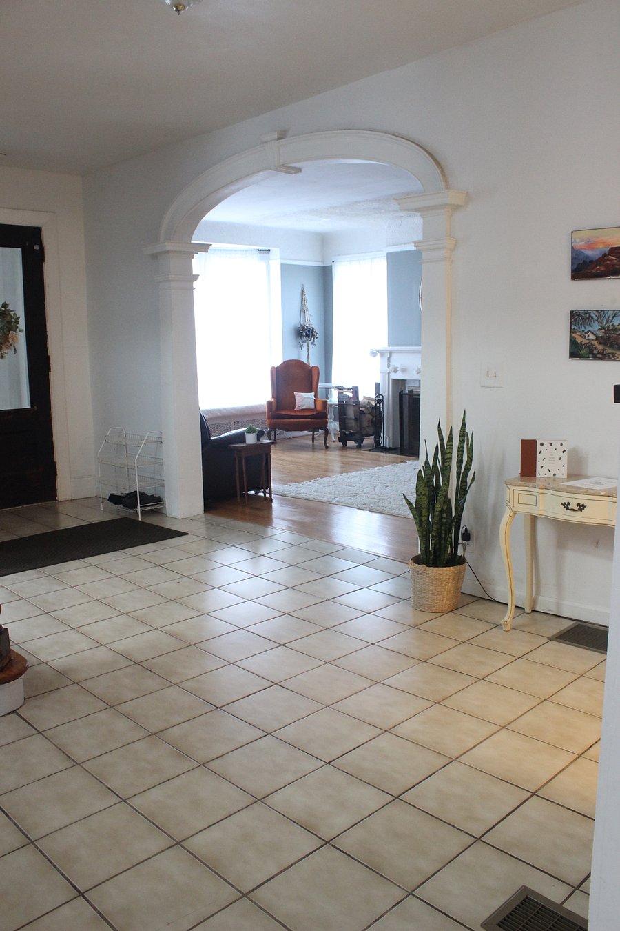 The foyer and living room.