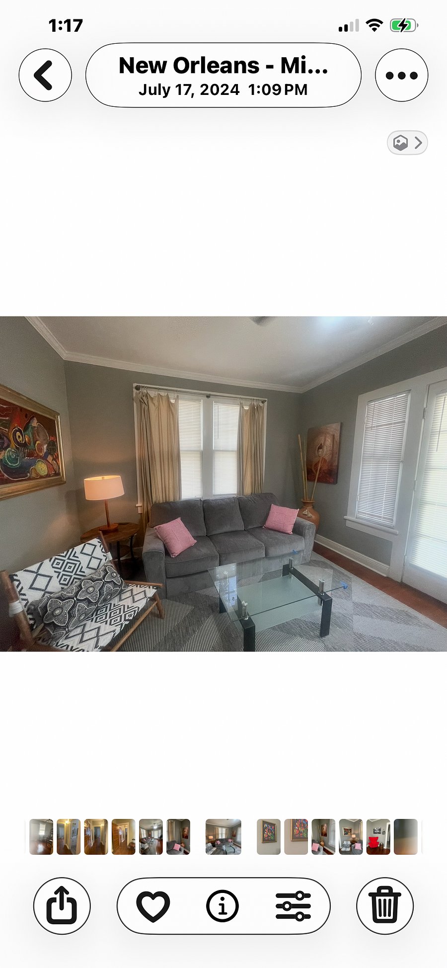 View of den towards front door. 