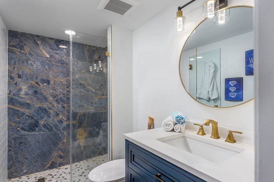 Master Bath has Stall Shower with Rain Shower head.