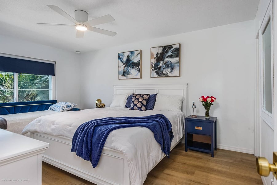 Master Bedroom features King Sized Bed and single Day Bed.