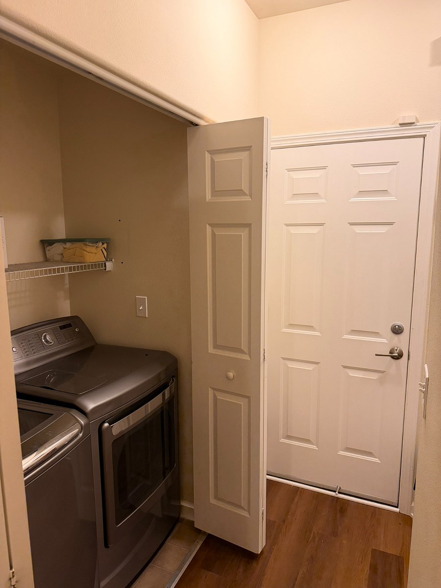 In-unit washer and dryer, near the garage on the ground level floor