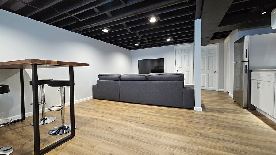 Media room in the basement