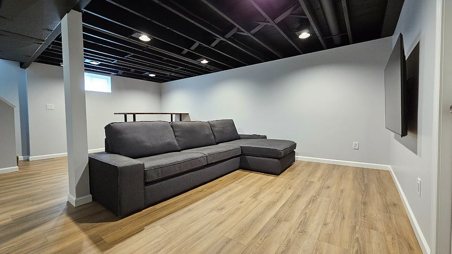 Media room in the basement