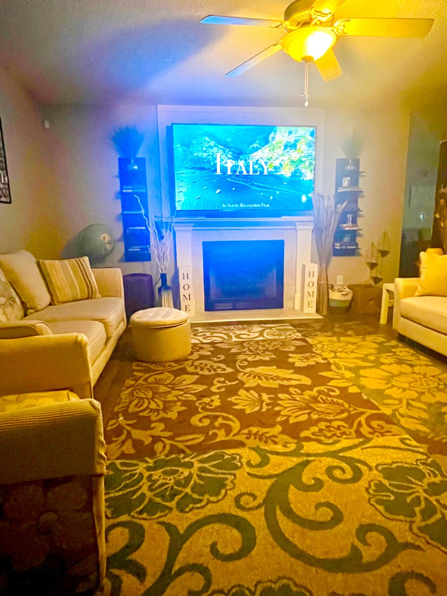 Living room with smart tv and sound system