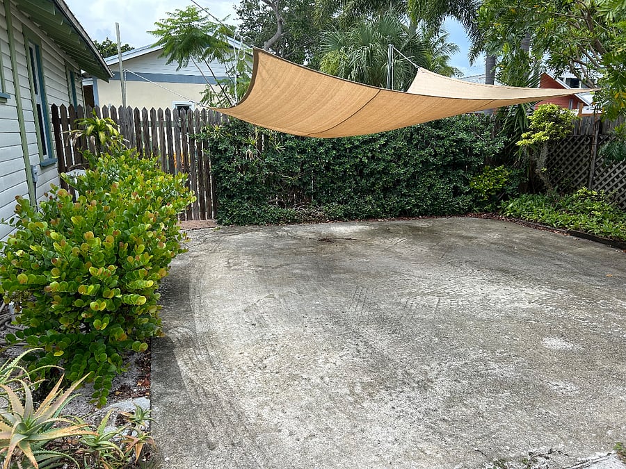 Off-street parking and shade canopy